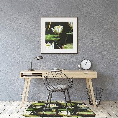 Desk chair mat lotus flowers