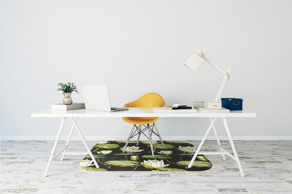 Desk chair mat lotus flowers
