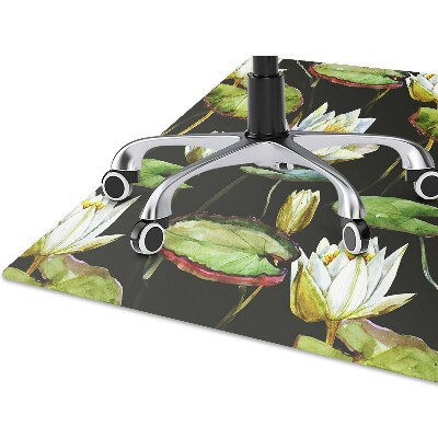 Desk chair mat lotus flowers