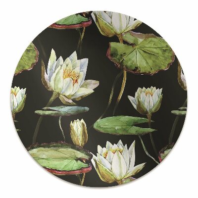 Desk chair mat lotus flowers