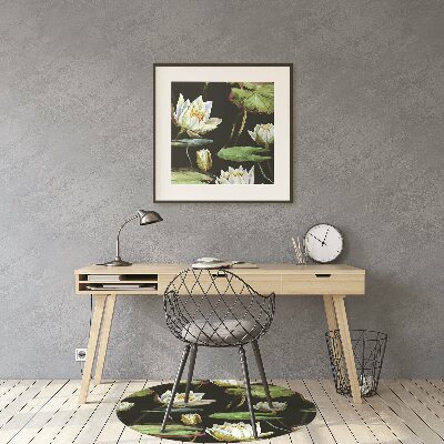 Desk chair mat lotus flowers