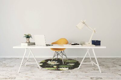 Desk chair mat lotus flowers