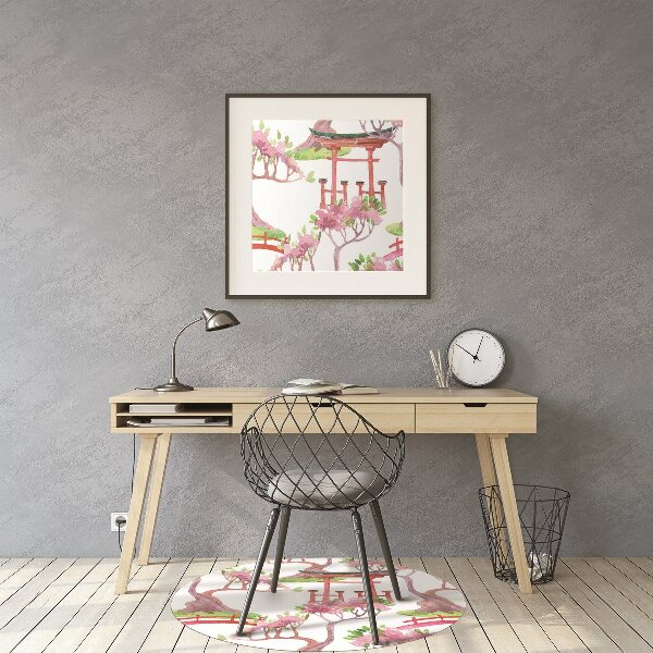 Chair mat floor panels protector Japanese motifs
