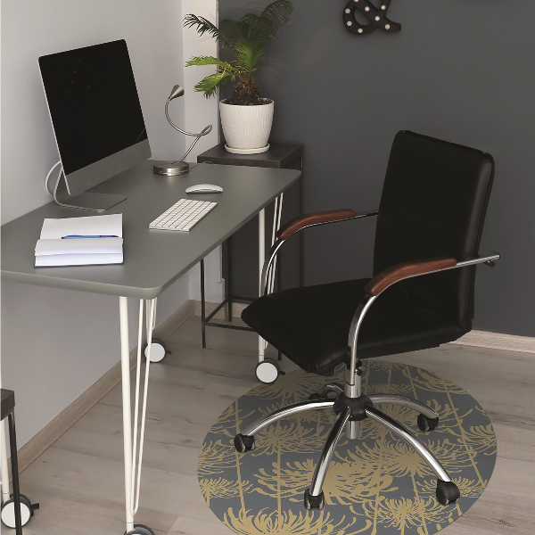 Computer chair mat flowers gold