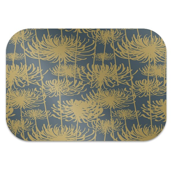 Computer chair mat flowers gold