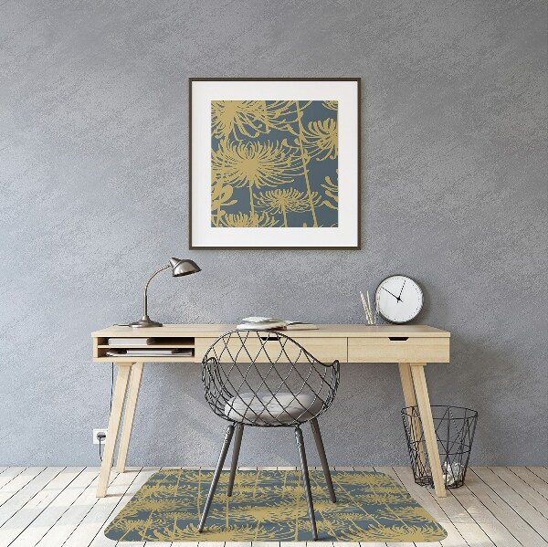 Computer chair mat flowers gold