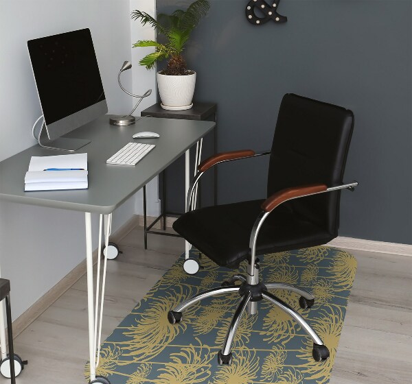 Computer chair mat flowers gold