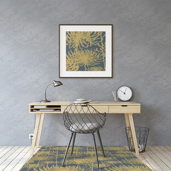 Computer chair mat flowers gold