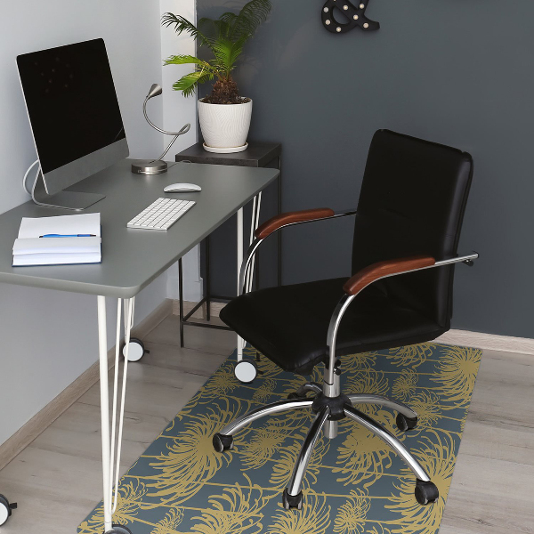 Computer chair mat flowers gold
