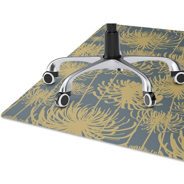 Computer chair mat flowers gold