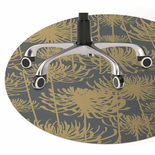 Computer chair mat flowers gold