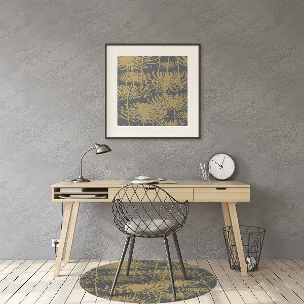 Computer chair mat flowers gold