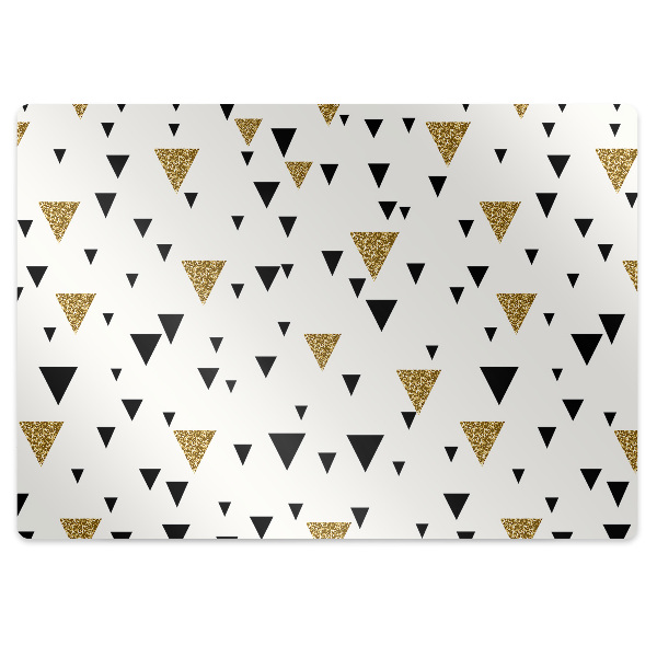 Desk chair floor protector Gold and black triangles