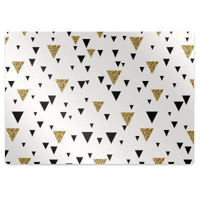 Desk chair floor protector Gold and black triangles