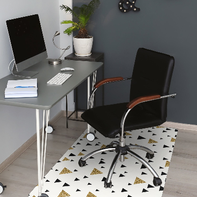 Desk chair floor protector Gold and black triangles