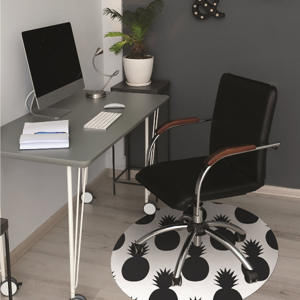 Office chair floor protector black pineapples