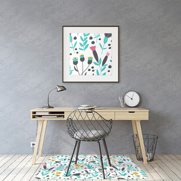 Computer chair mat Scandinavian flowers