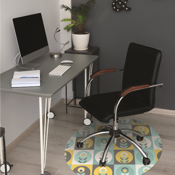 Desk chair mat floral pattern