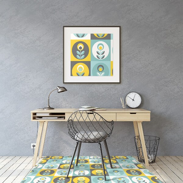 Desk chair mat floral pattern