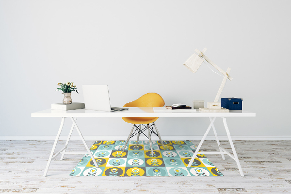 Desk chair mat floral pattern