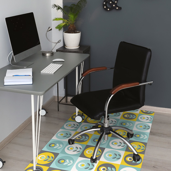 Desk chair mat floral pattern