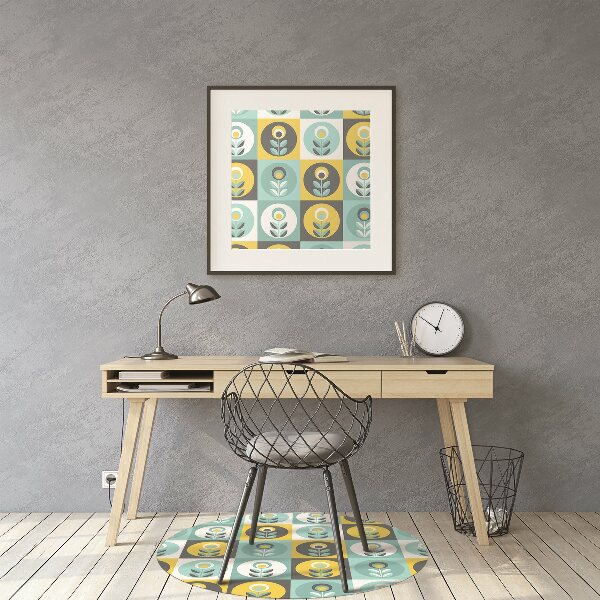 Desk chair mat floral pattern