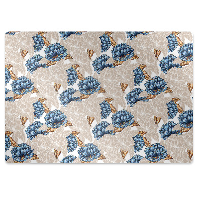 Office chair mat blue flowers