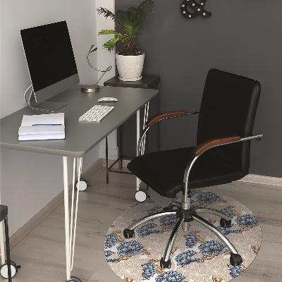 Office chair mat blue flowers