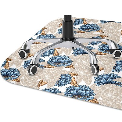 Office chair mat blue flowers