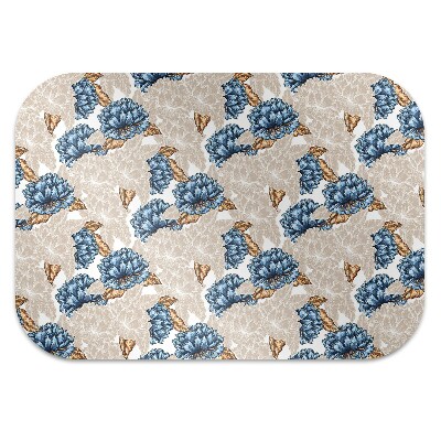 Office chair mat blue flowers