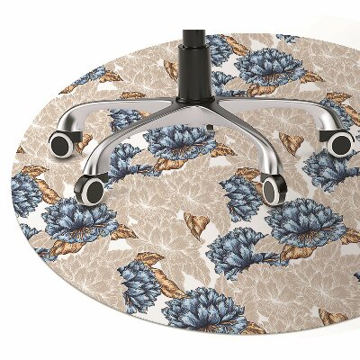 Office chair mat blue flowers