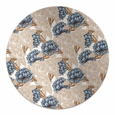 Office chair mat blue flowers