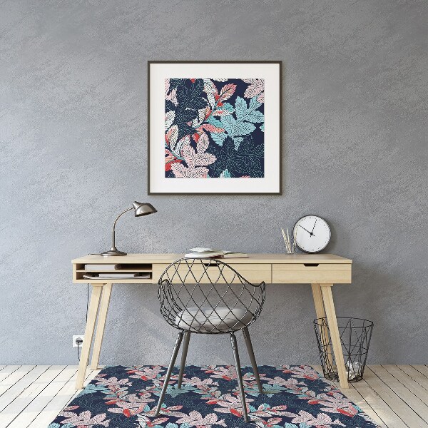 Office chair floor protector leafy pattern