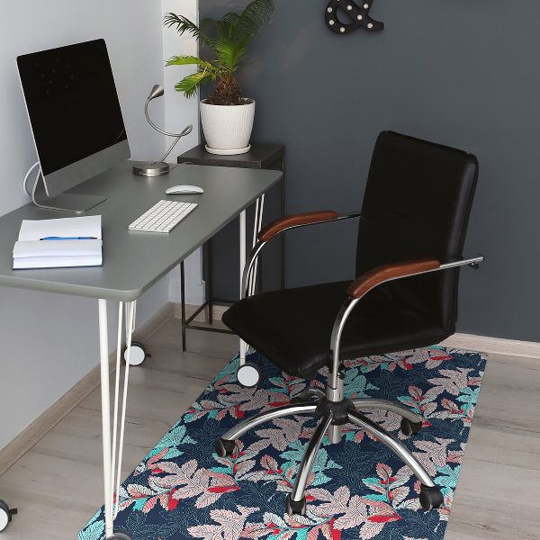 Office chair floor protector leafy pattern