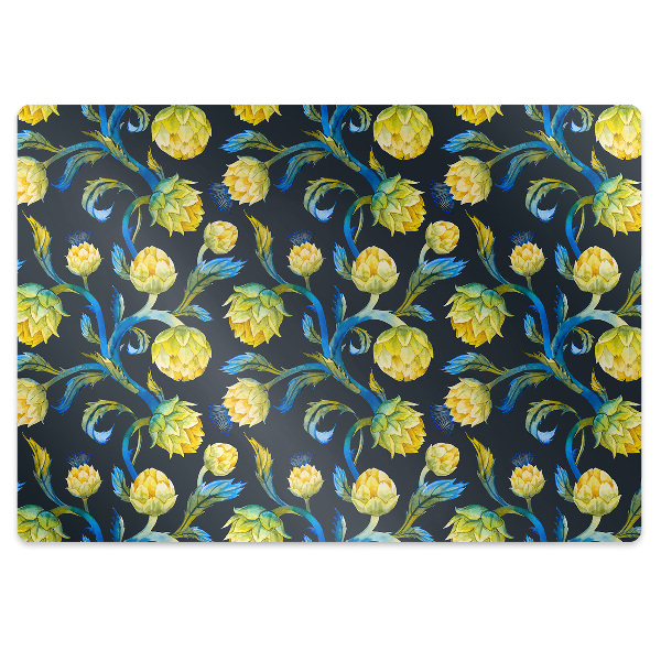 Chair mat floor panels protector artichoke flowers