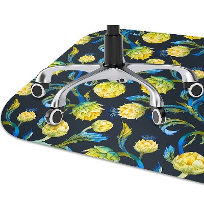 Chair mat floor panels protector artichoke flowers