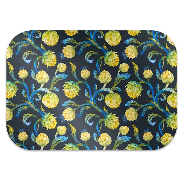 Chair mat floor panels protector artichoke flowers