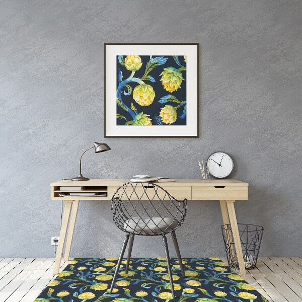 Chair mat floor panels protector artichoke flowers