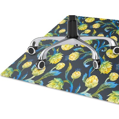 Chair mat floor panels protector artichoke flowers