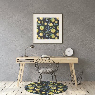 Chair mat floor panels protector artichoke flowers