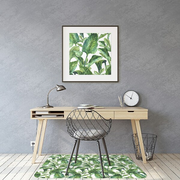 Office chair mat tropical leaves