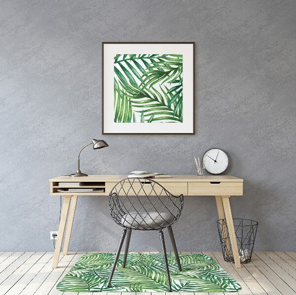 Office chair mat exotic leaves