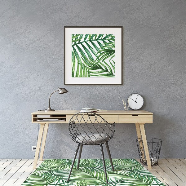 Office chair mat exotic leaves