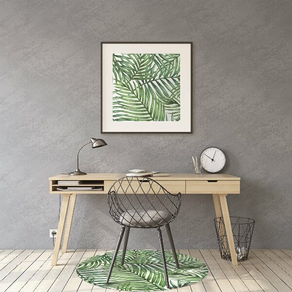 Office chair mat exotic leaves