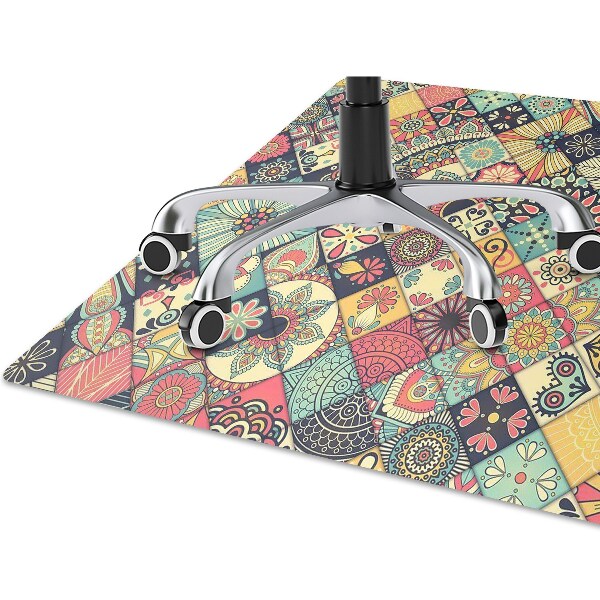 Chair mat floor panels protector ethnic mosaic