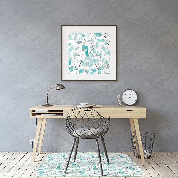 Office chair mat watercolor leaves