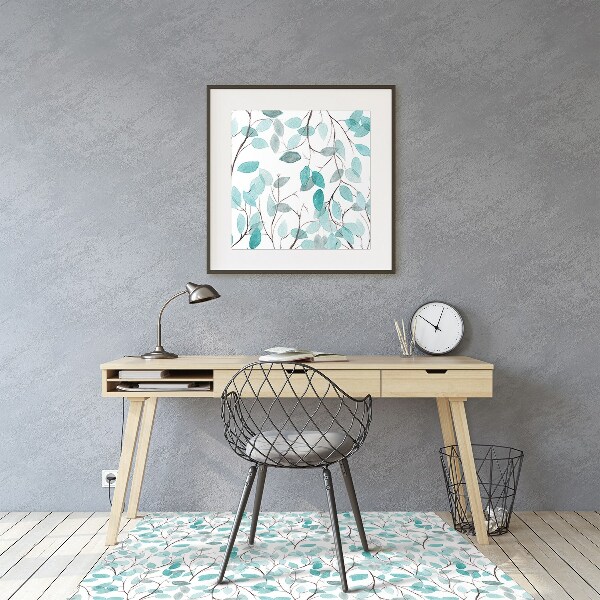 Office chair mat watercolor leaves
