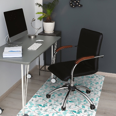 Office chair mat watercolor leaves