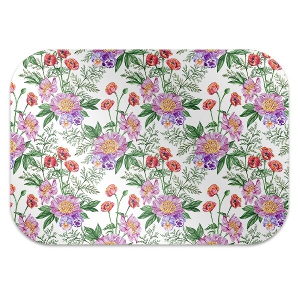 Office chair floor protector Peony bouquet