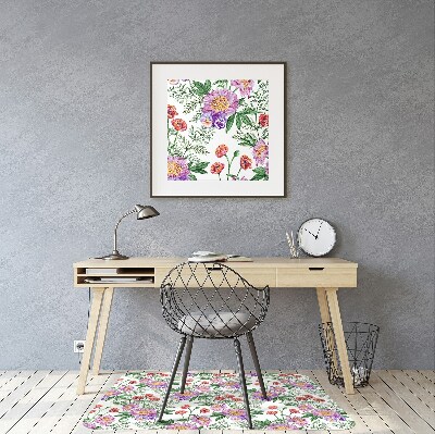 Office chair floor protector Peony bouquet